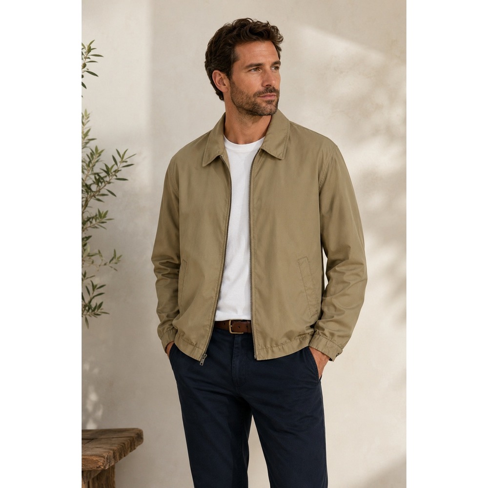 T. Harris London Harrington Jacket Men's Large Khaki Lightweight Bomber